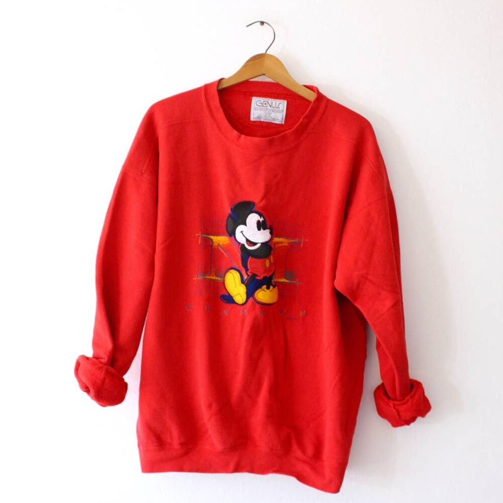 Vintage 90s Disney Mickey Mouse Red Sweatshirt Men’s XL
